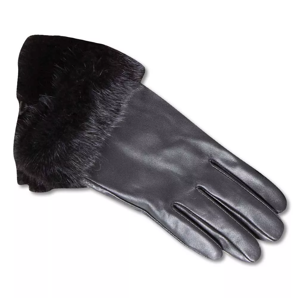 Mink Leather Trimmed Gloves
