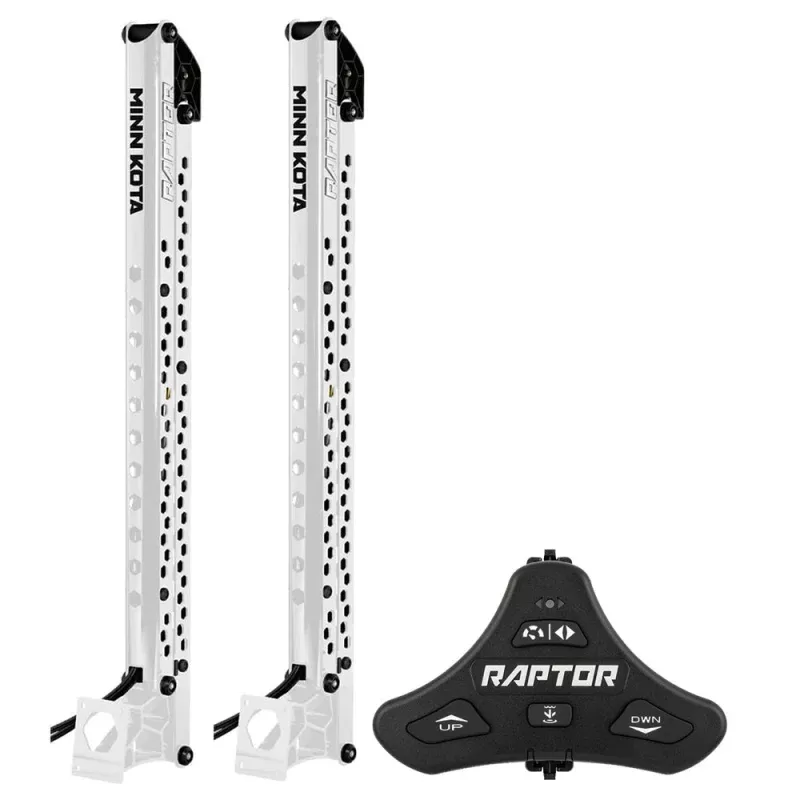 Minn Kota Raptor Bundle Pair – 10′ White Shallow Water Anchors w/Active AnchoringFootswitch Included