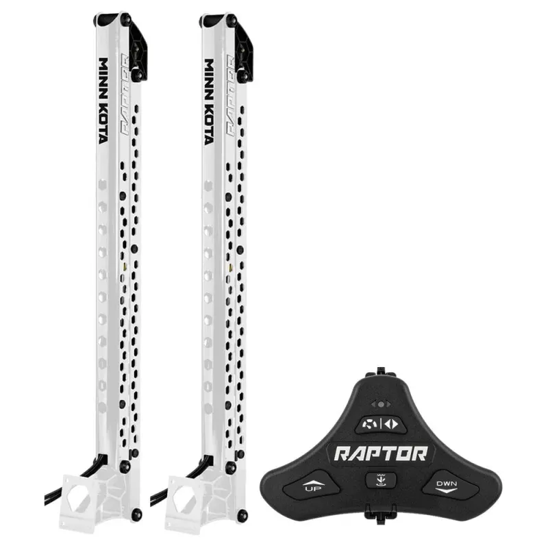 Minn Kota Raptor Bundle Pair – 8′ White Shallow Water Anchors w/Active AnchoringFootswitch Included