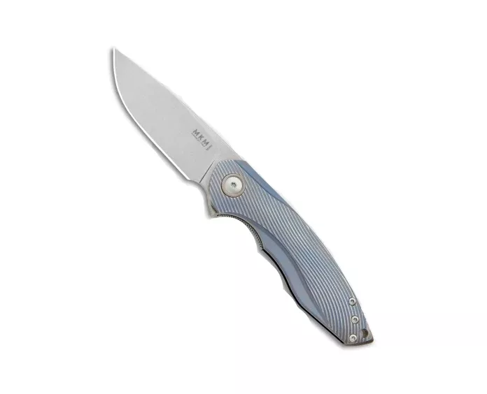 MKM Timavo Titanium 3D Machined Anodized Blue+ Bronze Liner Lock Folding Knife