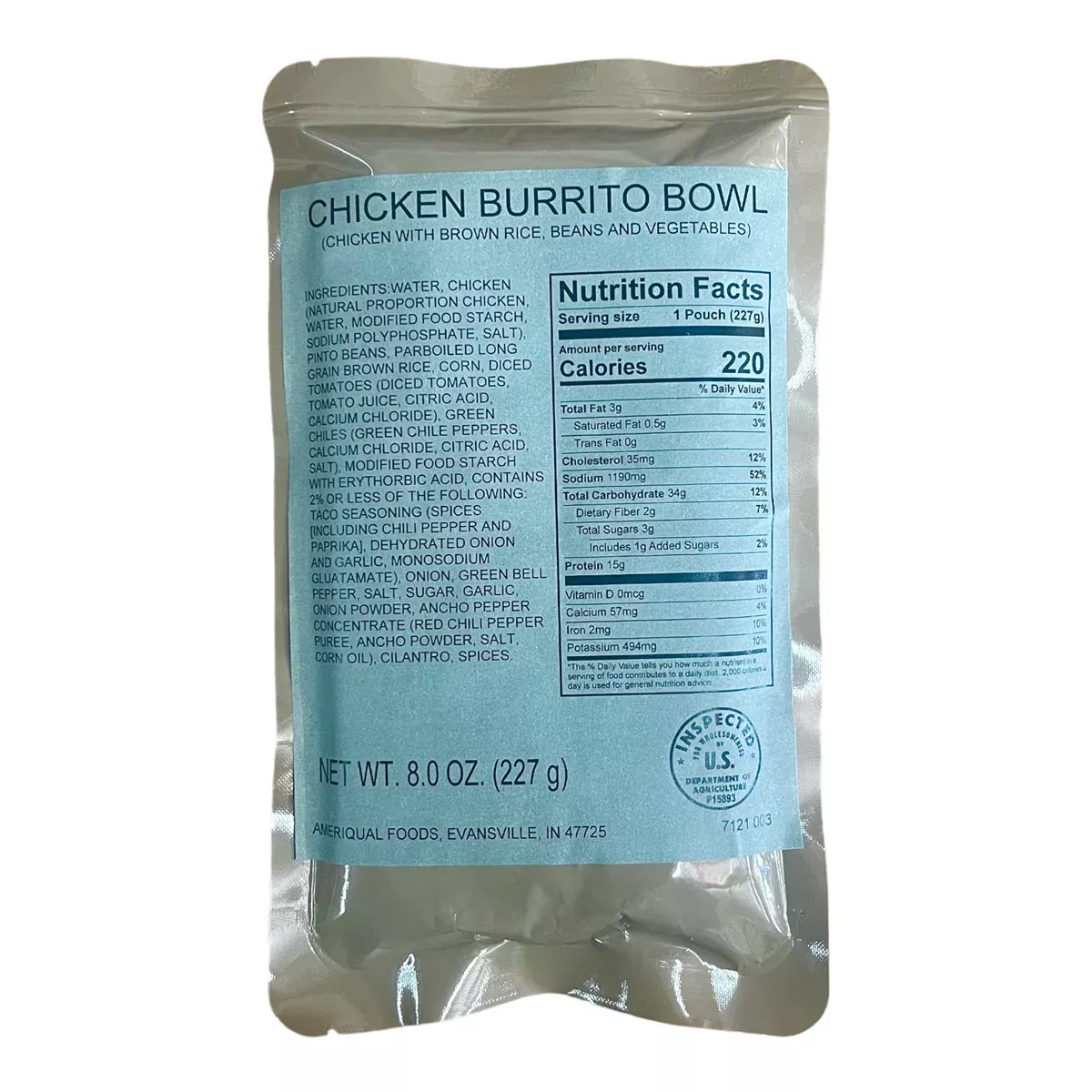 MRE Entree - Chicken Burrito Bowl (SC)
