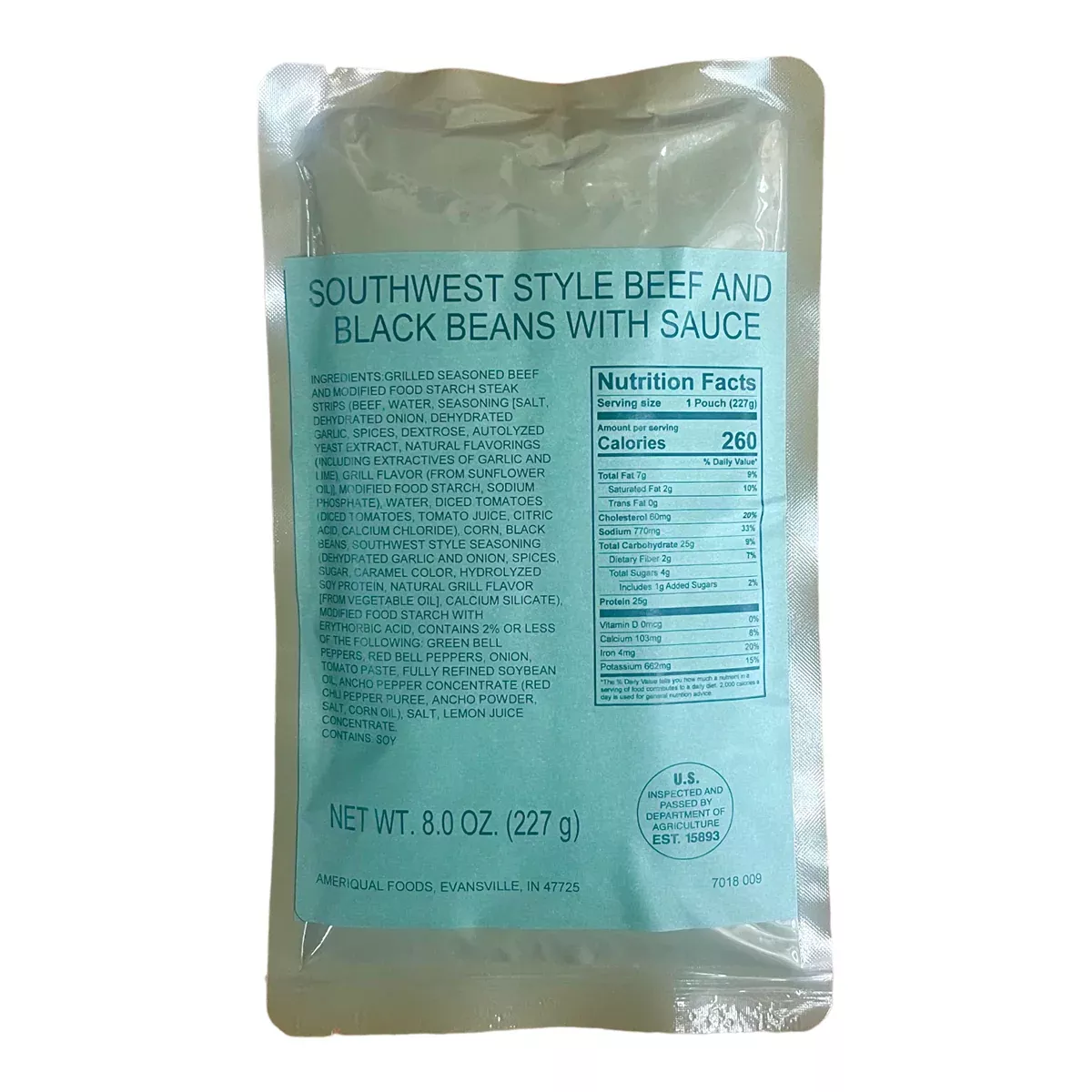 MRE Entree - Southwest Style Beef & Black Beans with Sauce