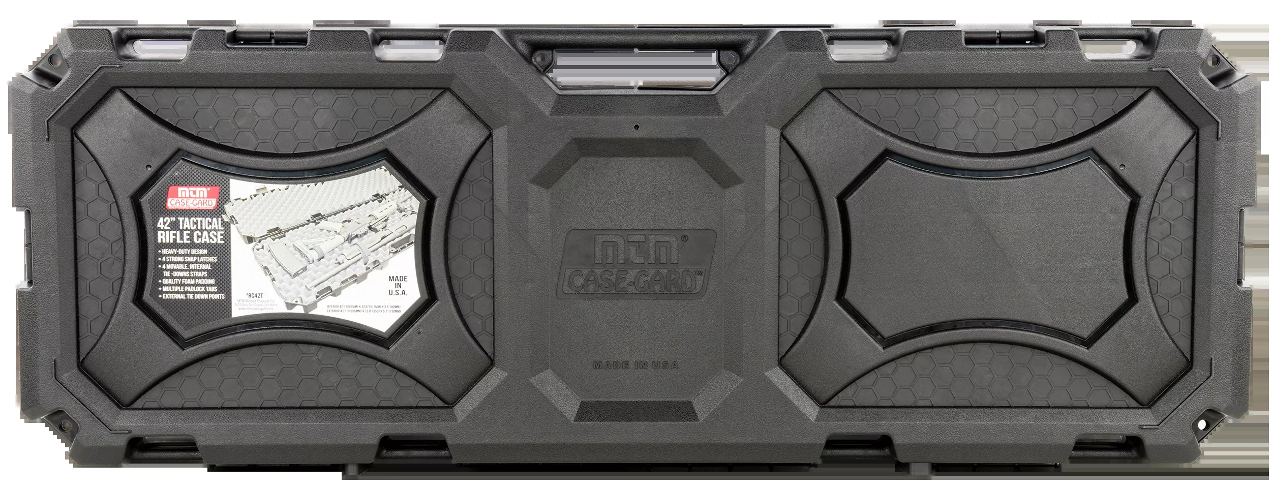 MTM 42-inch Tactical Rifle Case, Hard Black Double-Gun with Convoluted Foam, Straps & Padlocks, RC42T