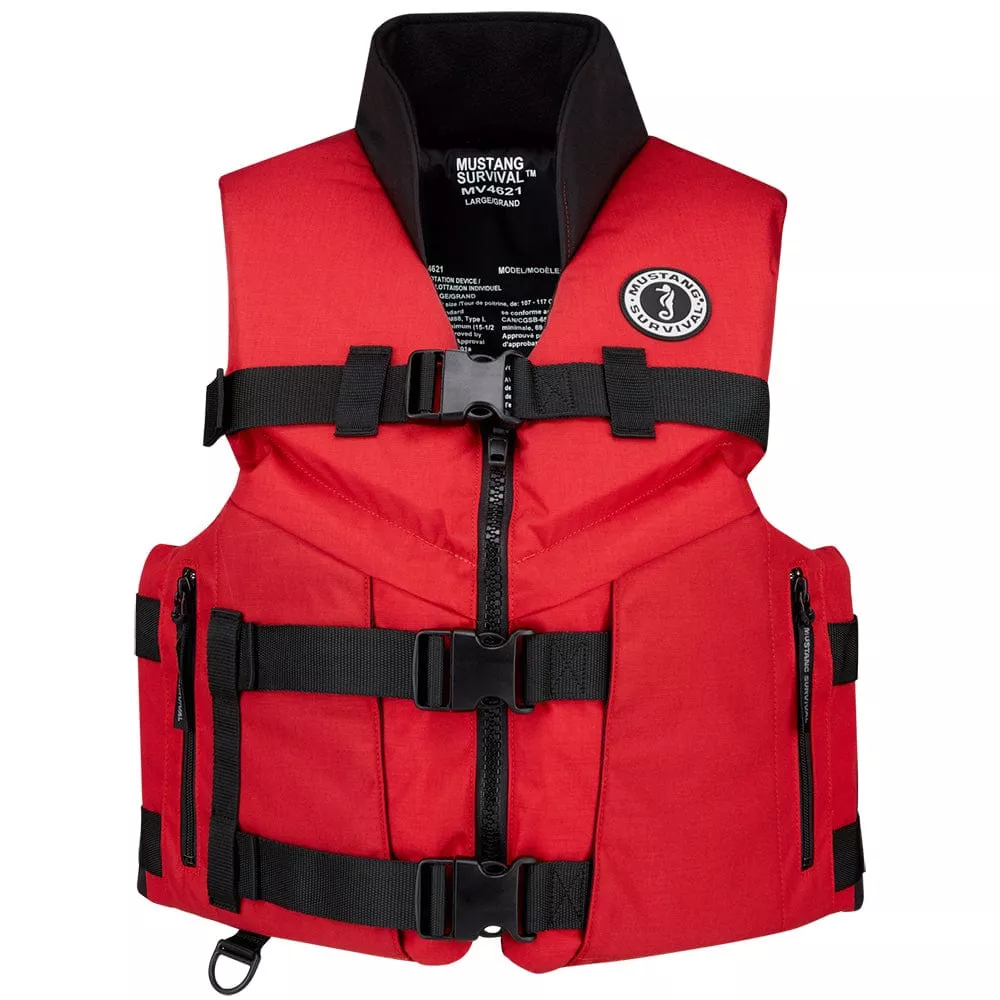 Mustang ACCEL 100 Fishing Foam Vest – Red/Black – Large