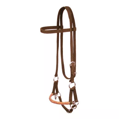 MUSTANG Side Pull With Rawhide Noseband Brown Bridle (8166)