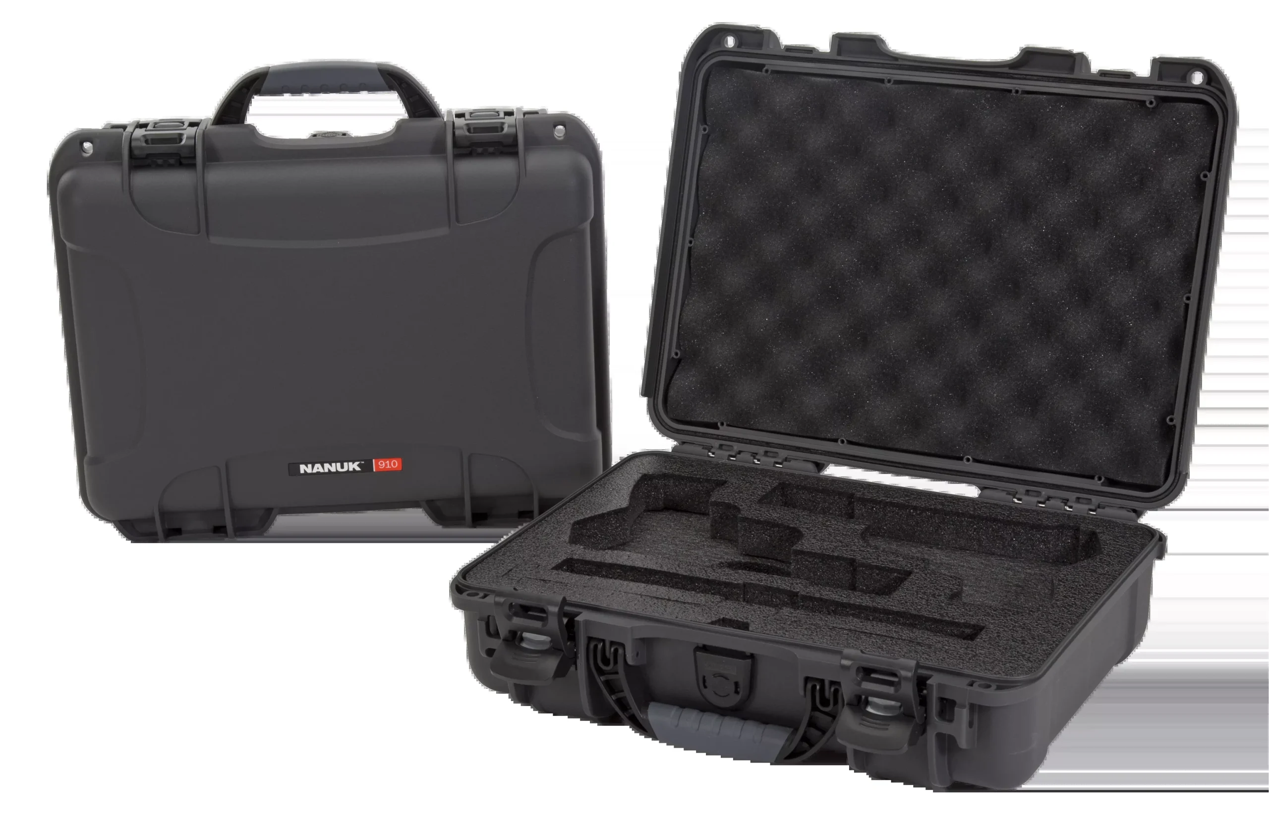 Nanuk 910 Classic 2-Up Pistol Case – Graphite Polymer, PEF Foam, Lockable Latches, 910CLASG7