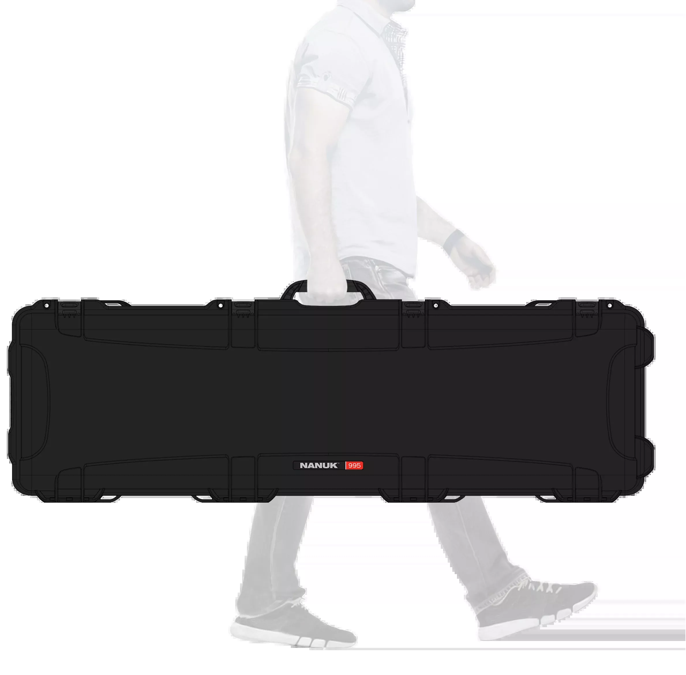 NANUK (PLASTICASE INC) 995 Waterproof Polymer Gun Case with Foam, Wheels, 52 in - 9951001