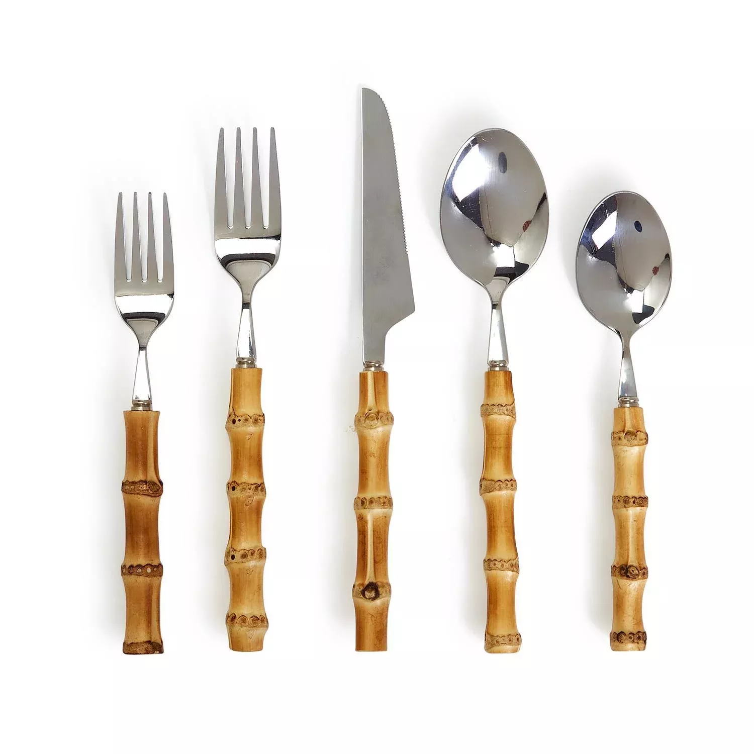 Natural Bamboo 20 Pc Flatware Service Set