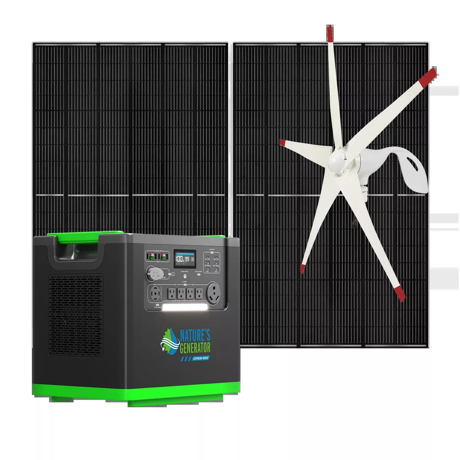 Nature's Generator Lithium 6000 with Solar Panels and Wind Turbine