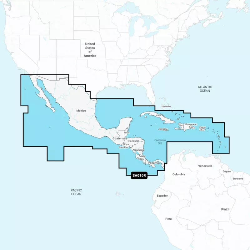 Navionics NASA010R – Central AmericaCaribbean – Navionics+