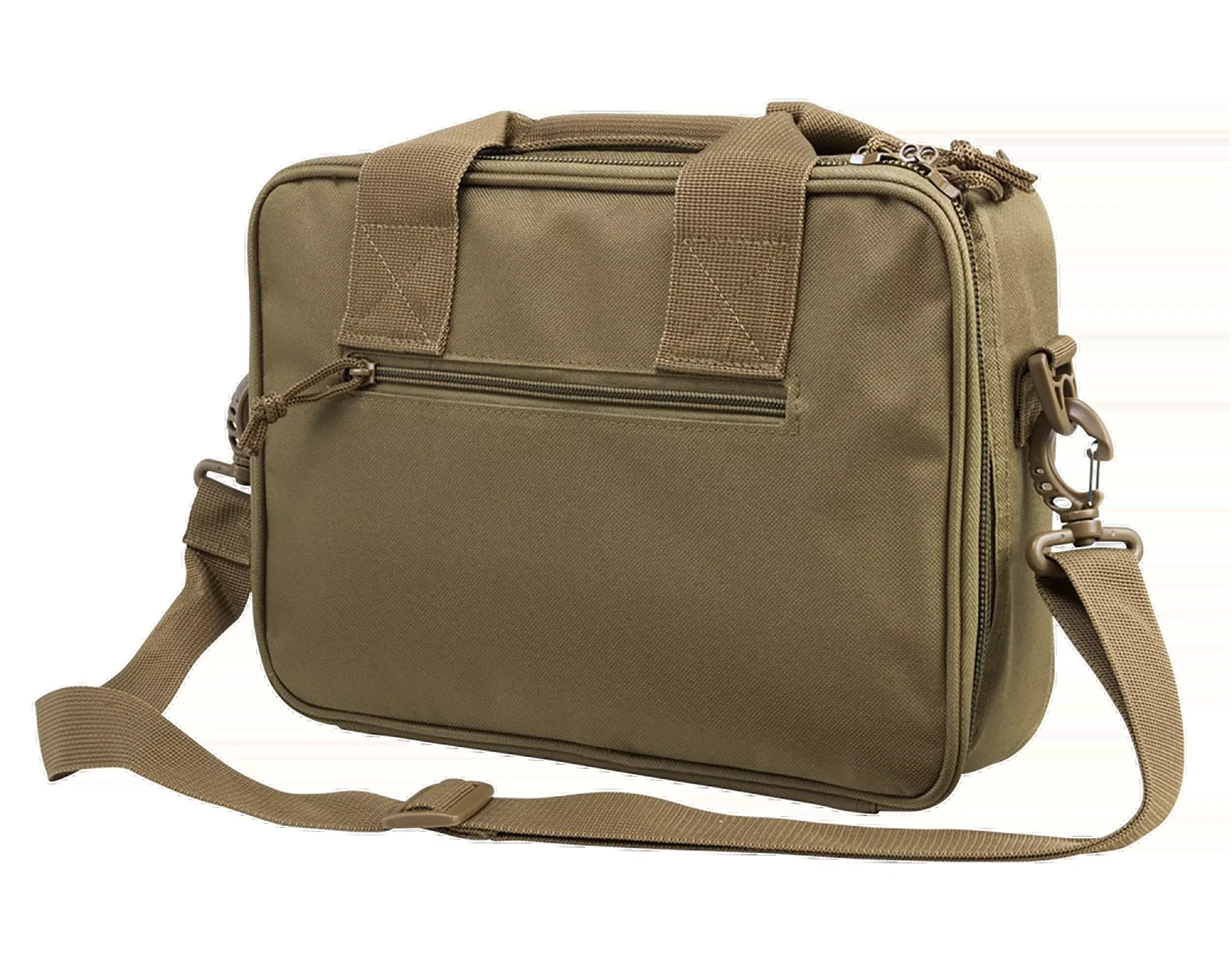 NCStar Double Pistol Range Bag, Tan – Lockable Zippers, Mag Pouches, Padded Carry Handles – CPDX2971T