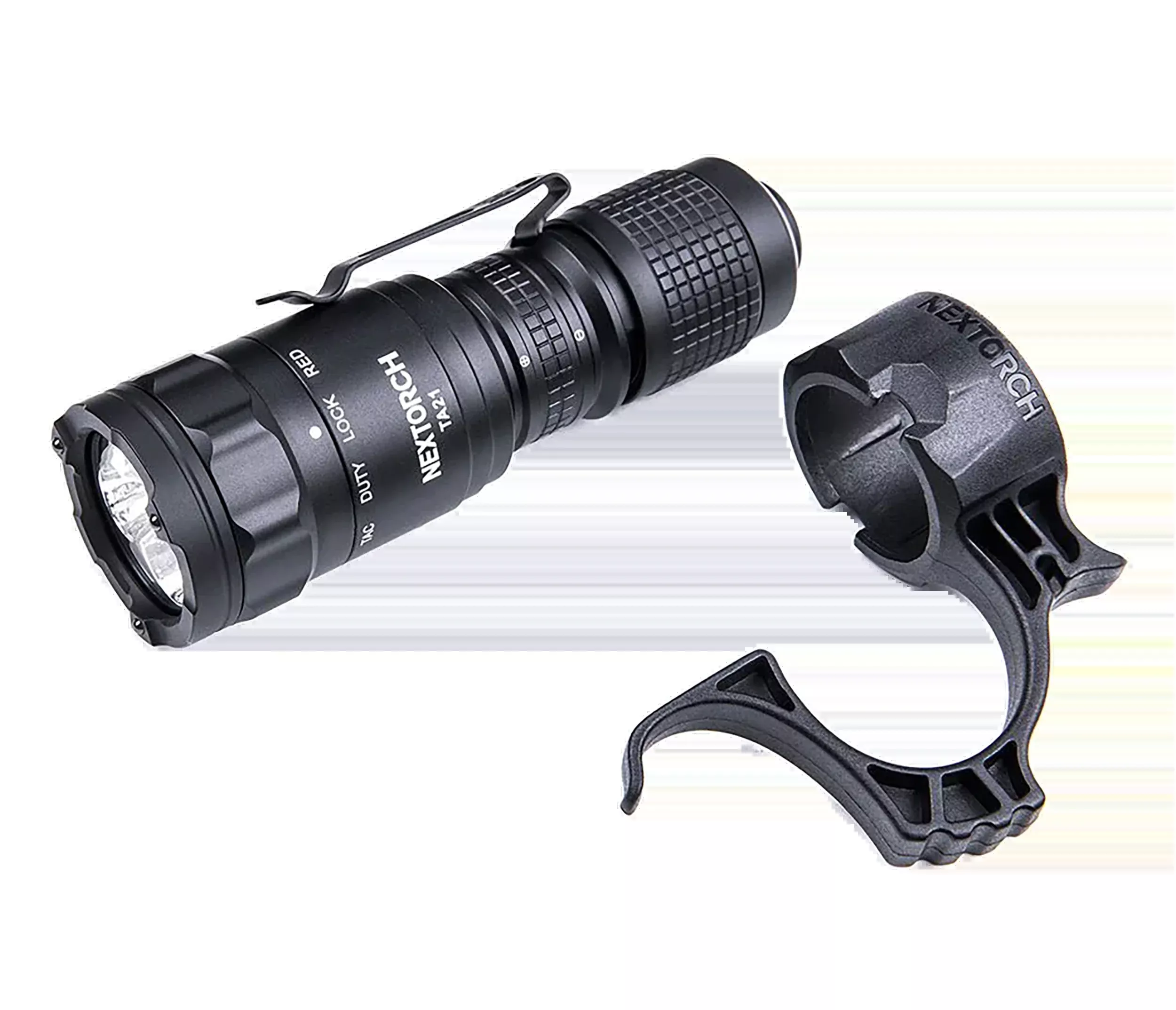 NEXTORCH TA21 Tactical Flashlight Set, 1300 Lumen, Red Mode, One-Step Strobe, FR-1 Ring — TA21-SET
