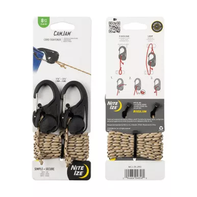 Nite Ize NCJ-25-2R3 CamJam Cord Tightener with 8ft Rope, 2-Pack