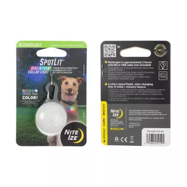 Nite Ize PSLGSR-07S-R6 SpotLit Rechargeable Collar Light, Disc-O Tech™