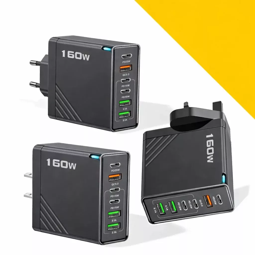 No reviews160W Multi-Port USB Charger – Fast Charging Type-C Wall Adapter for iPhone & Android