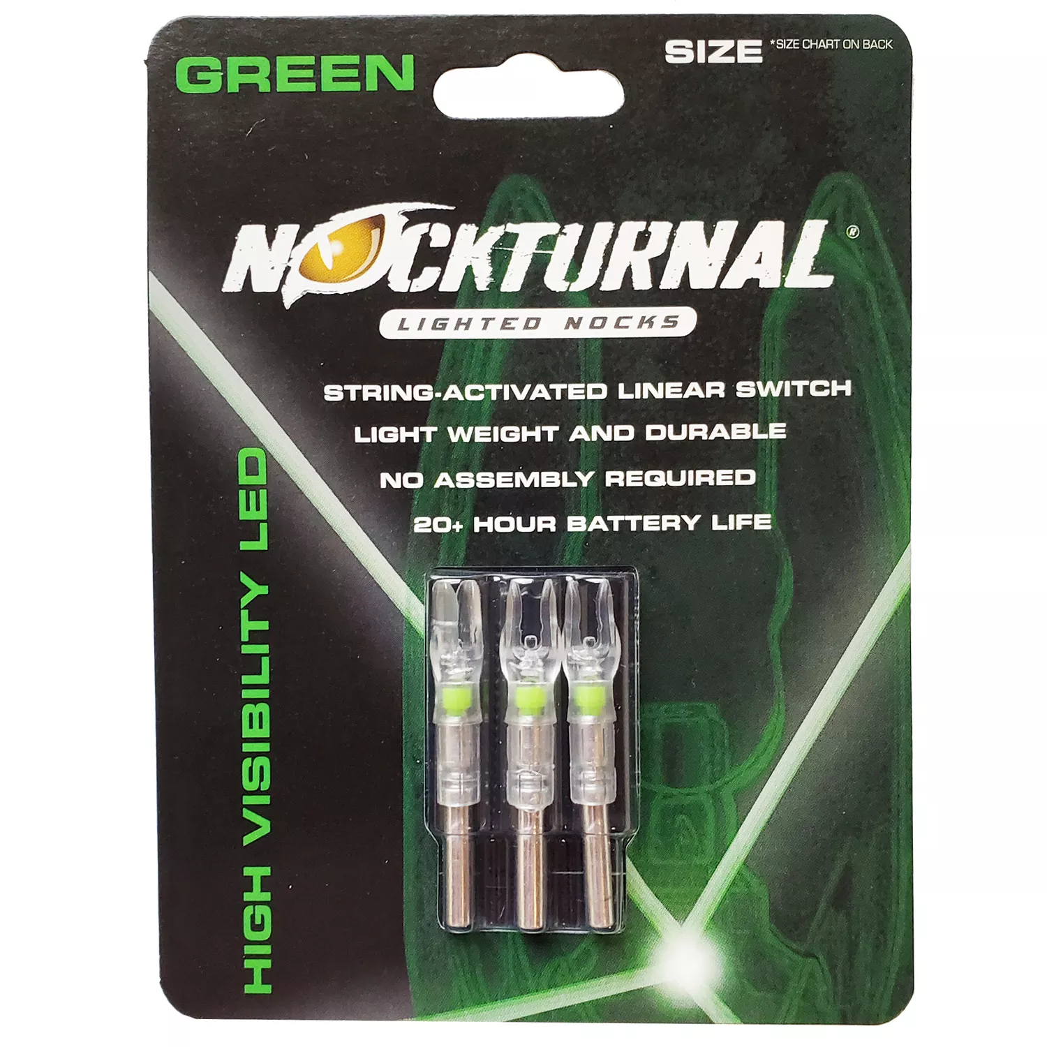 Nockturnal GT Green Lighted Nock 3 Pack #NT-105