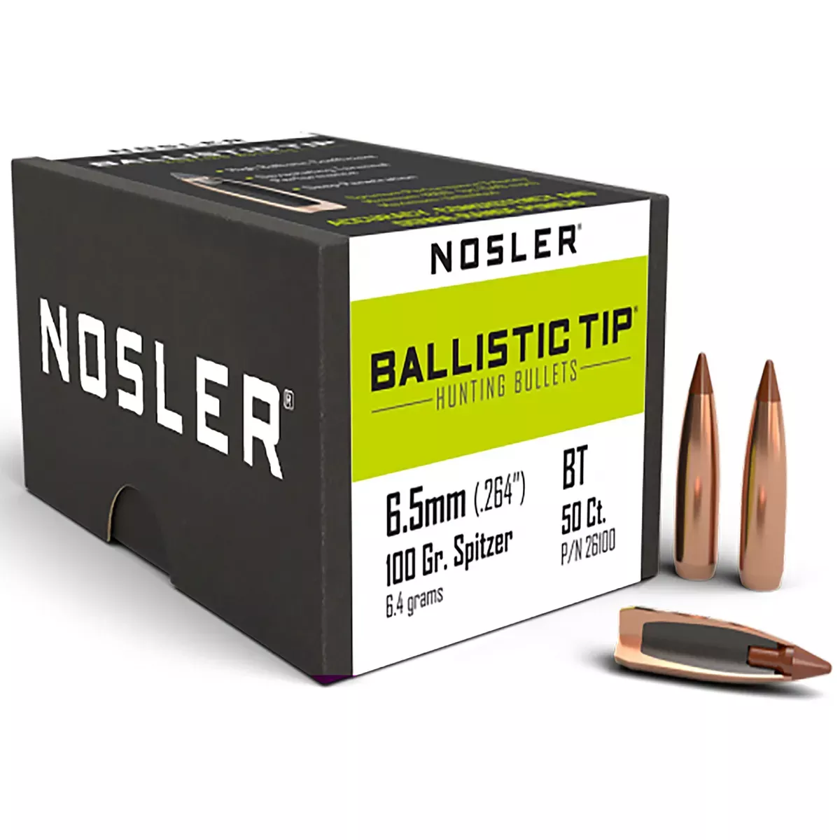 Nosler Ballistic Tip Bullet 6.5mm 100 Gr 50/Box