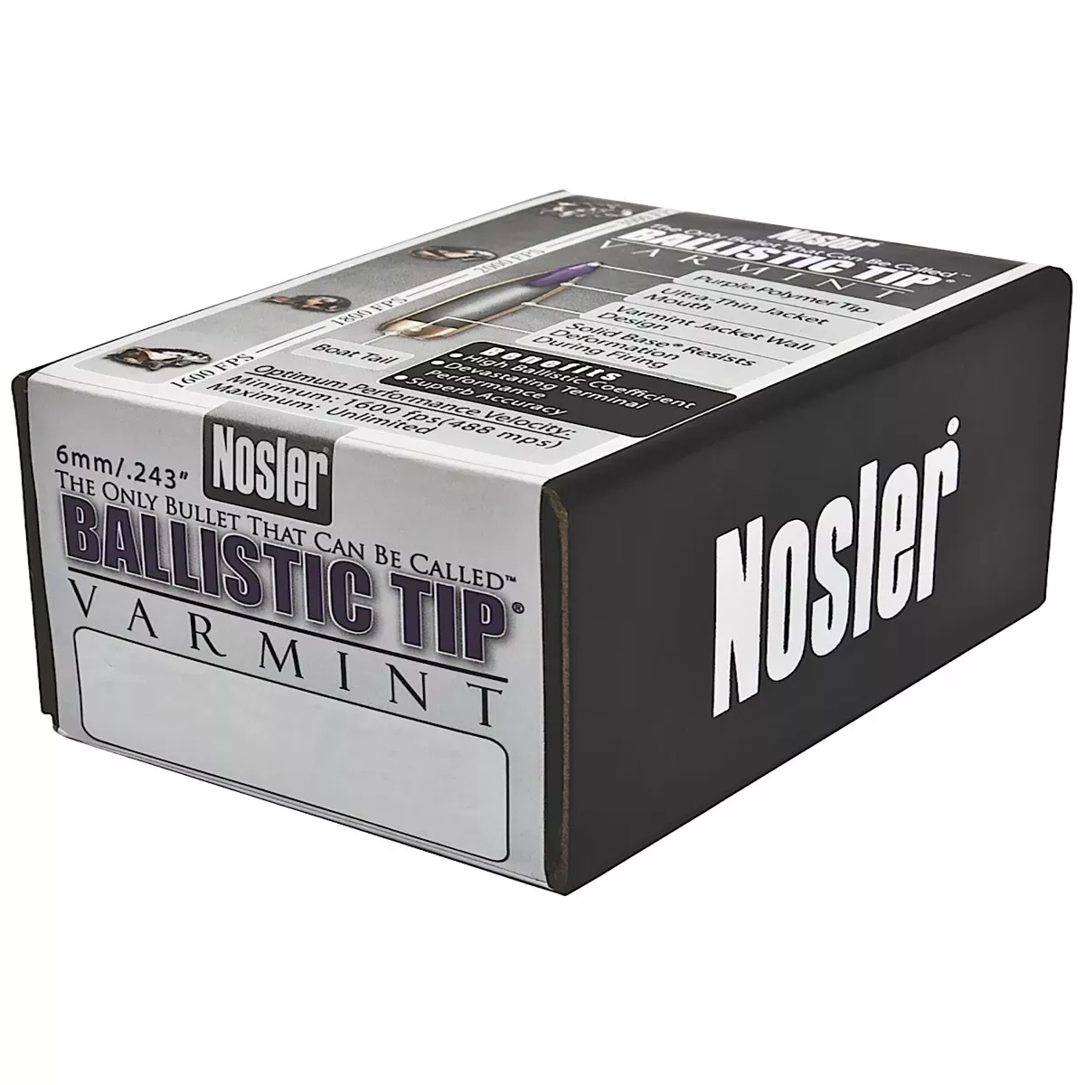 Nosler Ballistic Tip Bullet 6mm 55 Gr 100/Box
