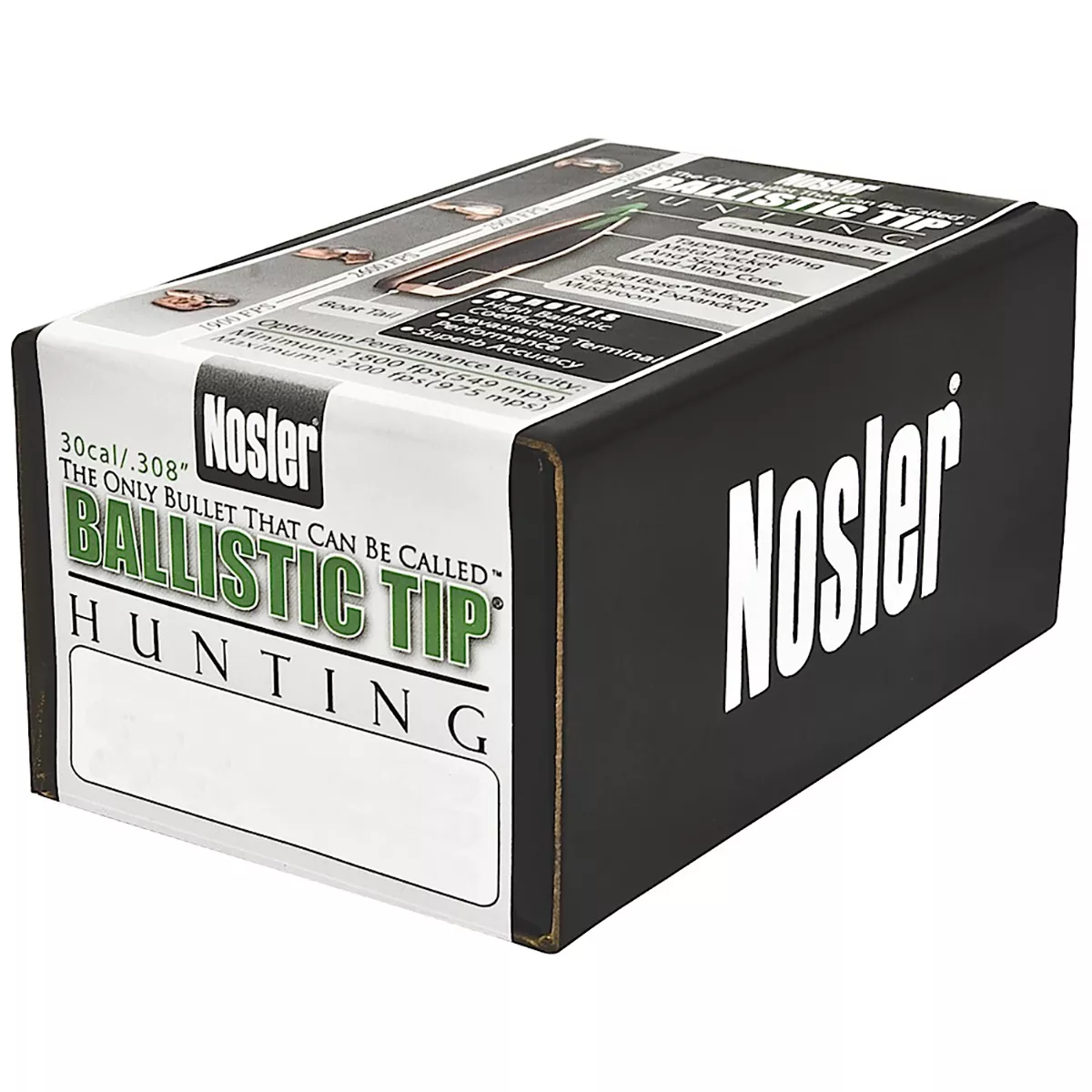 Nosler Ballistic Tip Bullets 30 Cal 168 Gr Spitzer 50/Box