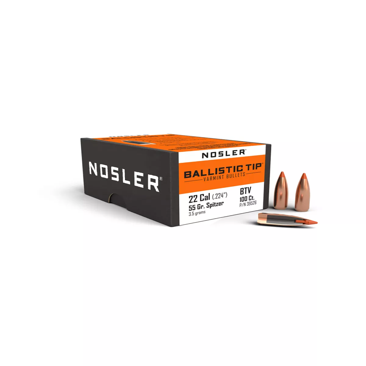 Nosler Ballistic Tip Varmint Bullet 22 Cal 55 Gr Spitzer 100/Box