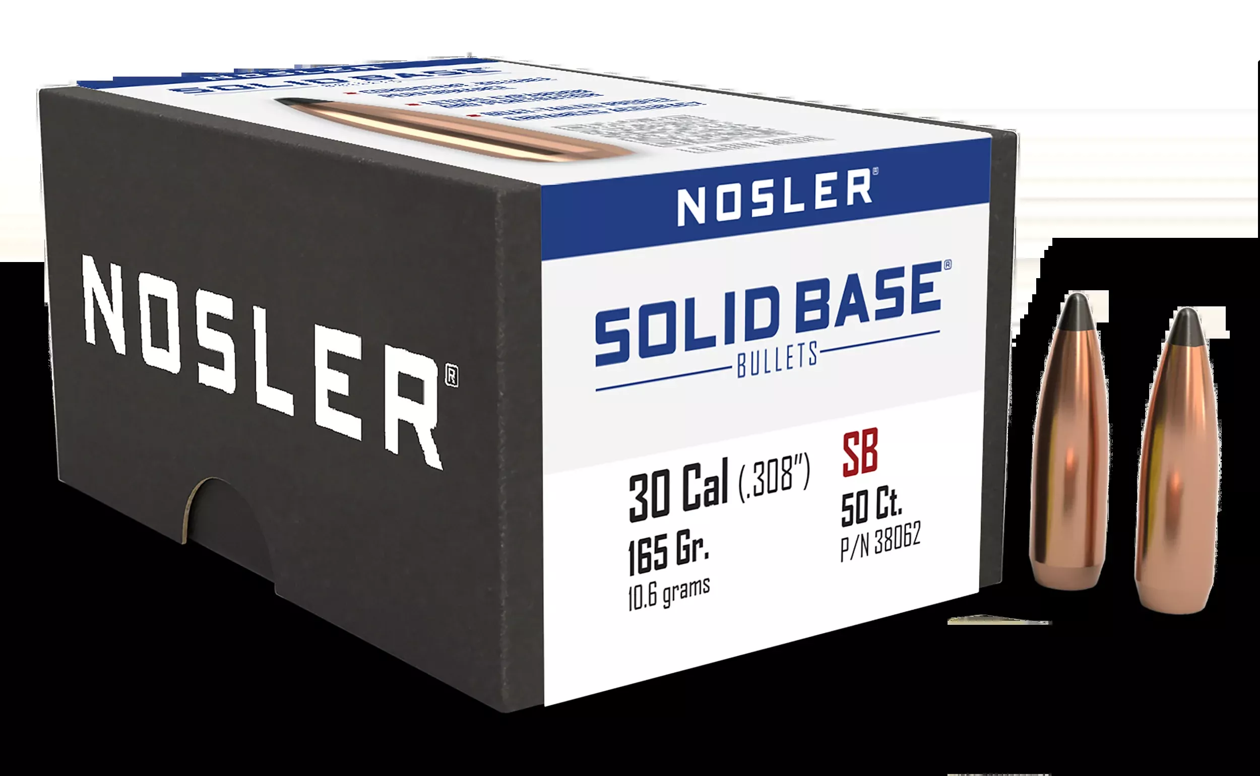 Nosler Solid Base 30 Caliber .308 165gr Soft Point Spitzer Bullets 50ct 38062