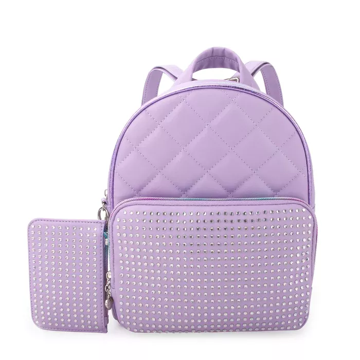 OMG Accessories Rhinestone Quilted Mini Backpack #OMG-MBC06