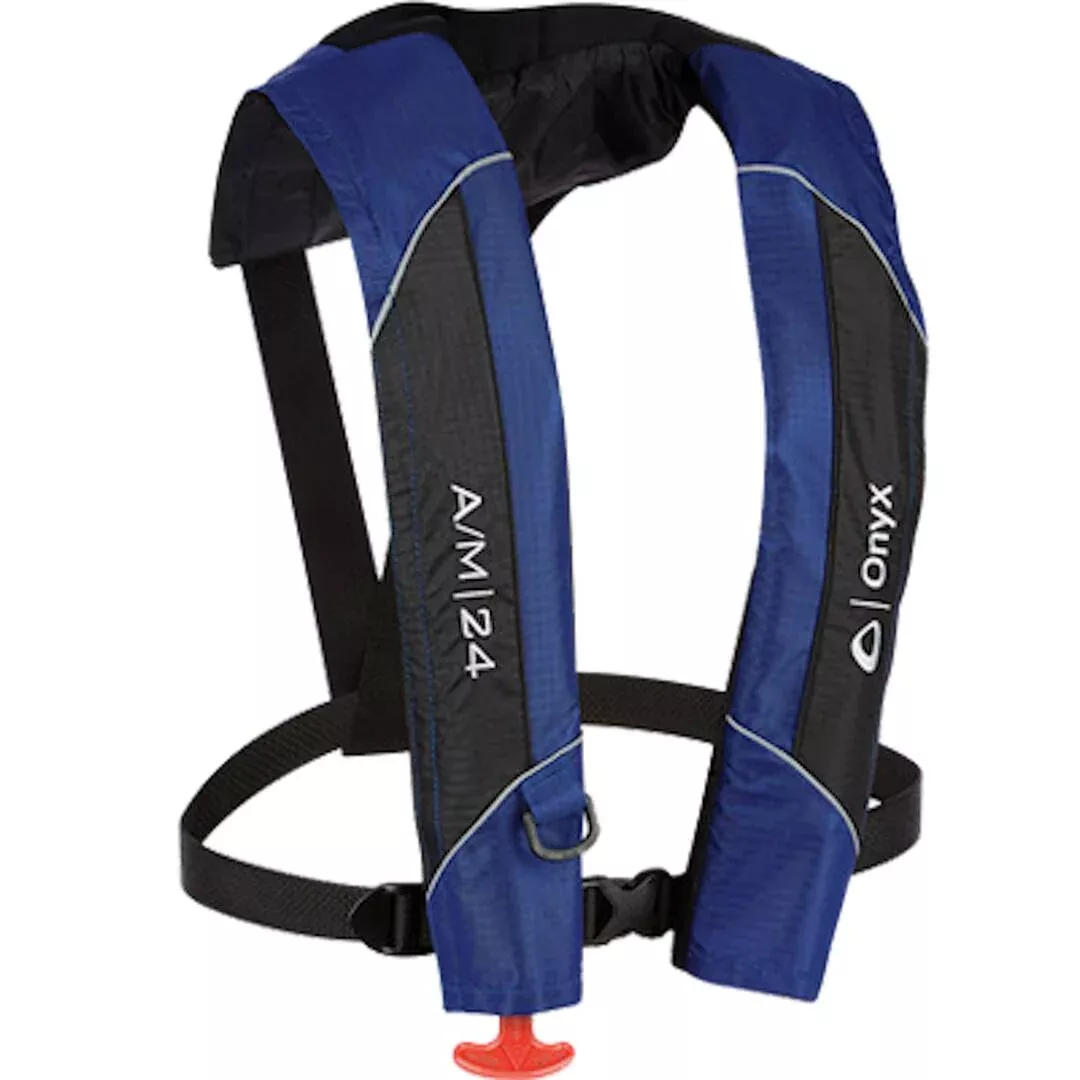 Onyx Outdoor 15 – A/M-24 PFD Blue Inflatable Life Jacket• 132000-500-004-15