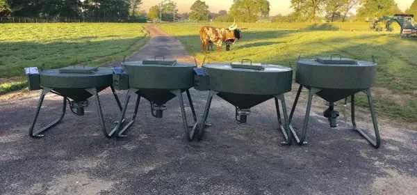 Outback Wildlife Baby-Back Low Profile 360° Corn Distribution with Eliminator Feeders | Available in 400#, 600# and 1000# Capacities | Lid Opening 16″ Square