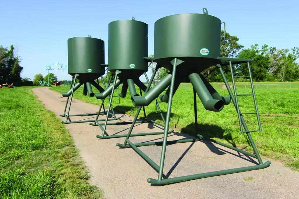 Outback Wildlife CP Gravity Flow Protein Feeders | 1000#, 2000# and 3000# Capacities Available | Lid Opening 16″