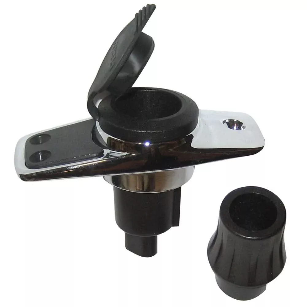 Perko Locking Collar Pole Light Mounting Base – 2 Pin – Chrome Plated w/Black Cover [1060PB0DP]
