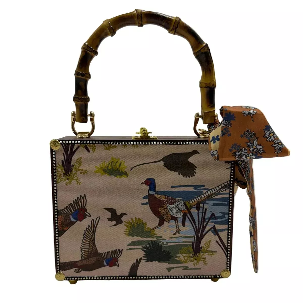 Pheasant Cigar Box with Bamboo Handles