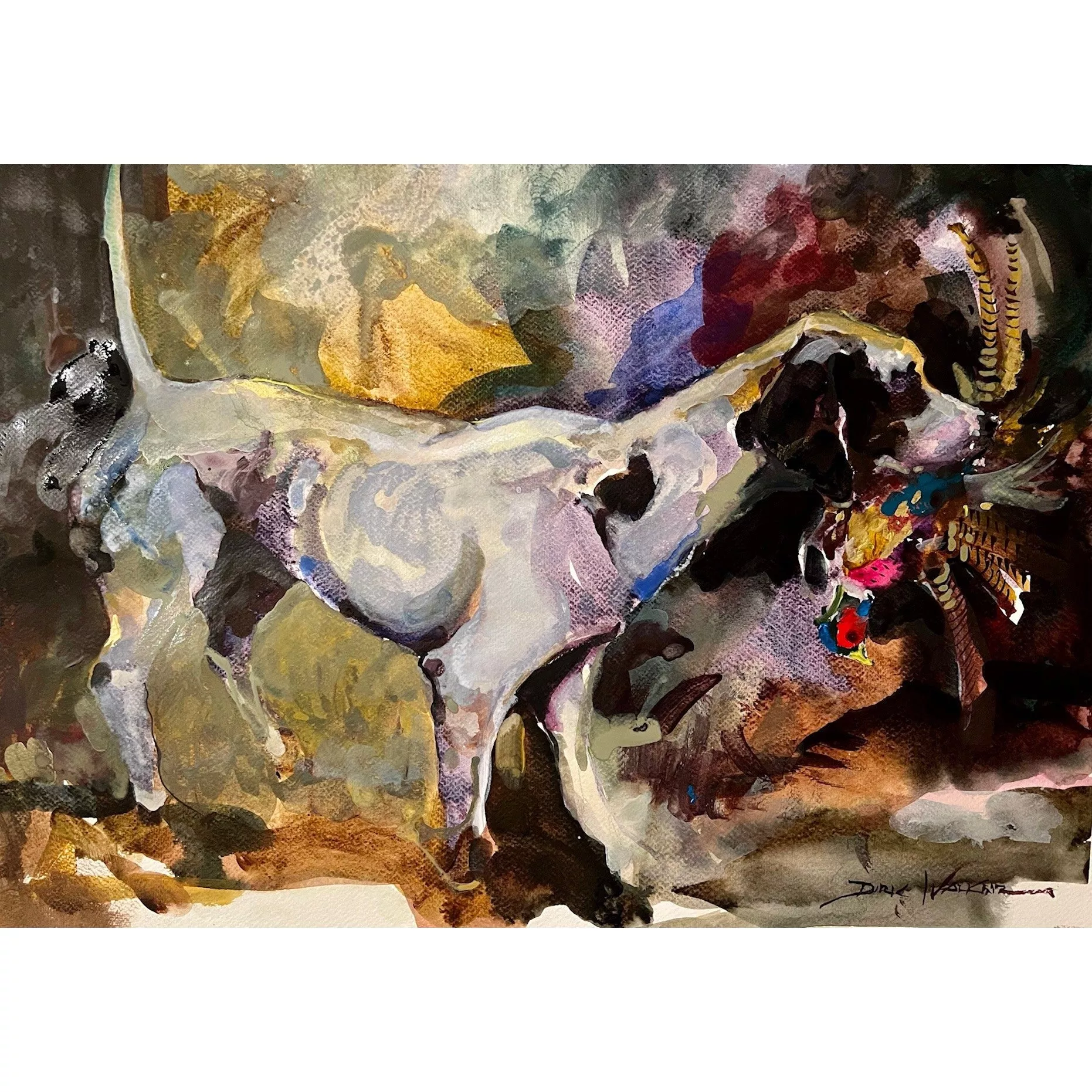 “Pointer with Pheasant “Painting by Dirk Walker