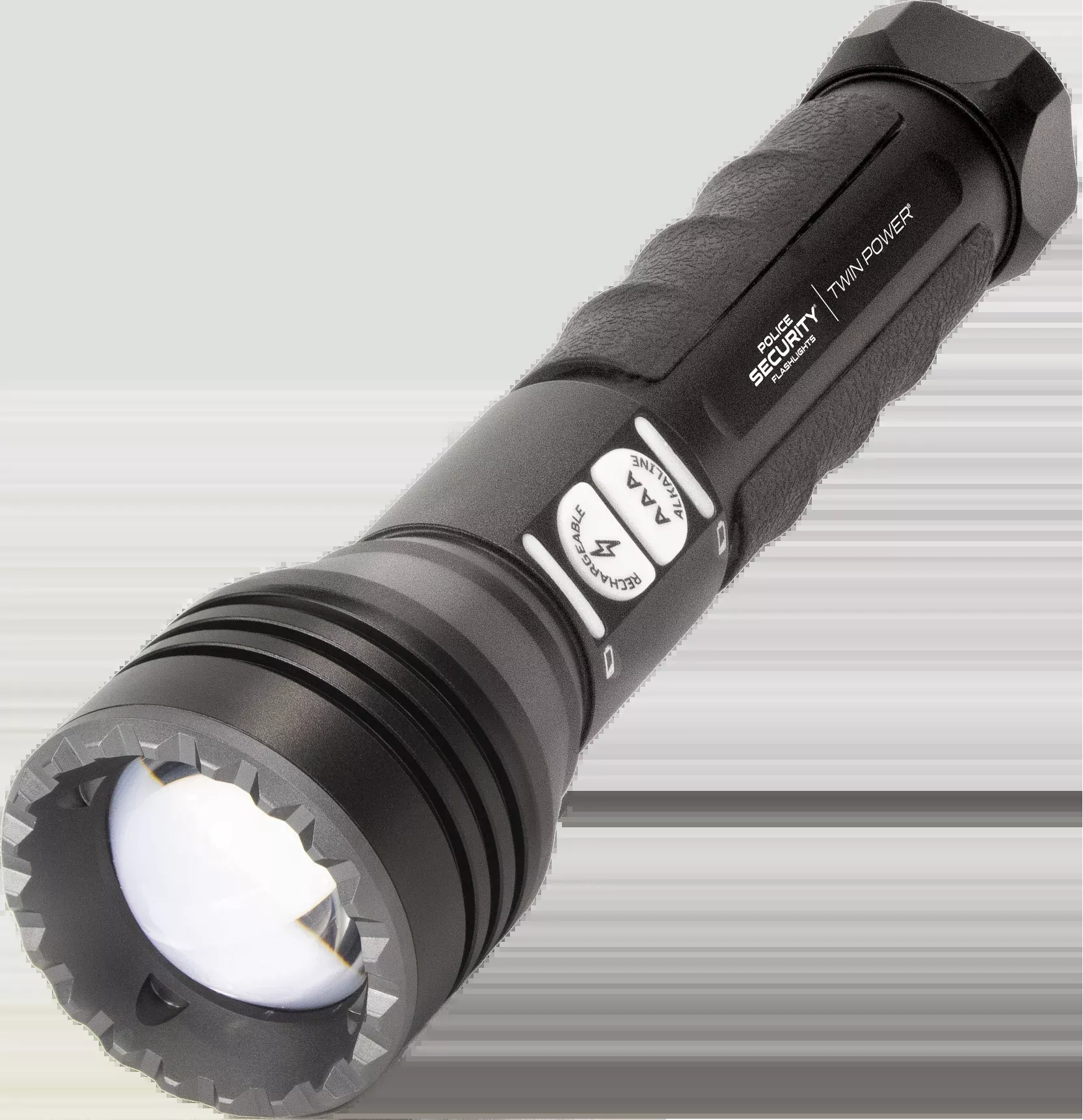 Police Security Twin Power Long Throw Flashlight, Rechargeable/Alkaline, 450m Beam, 450 Lumens, 97741
