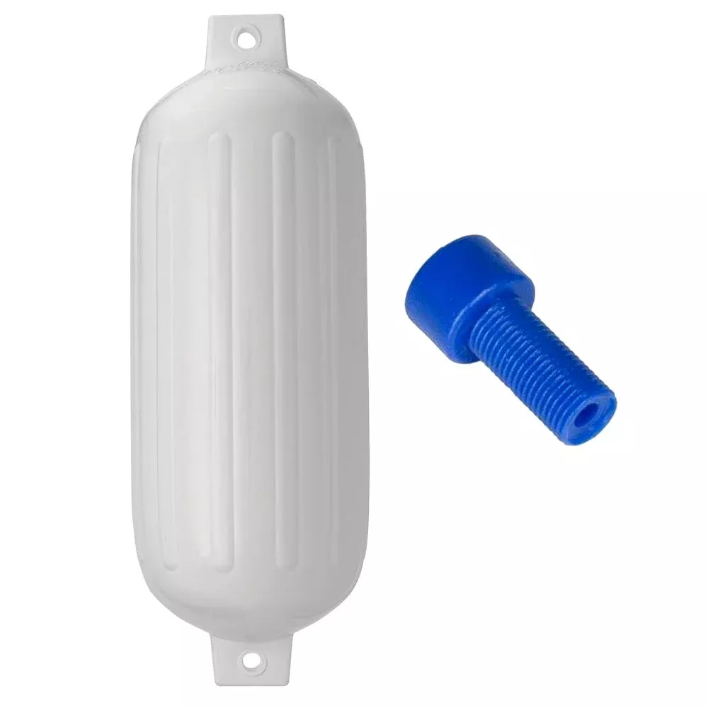Polyform G-6 Twin Eye Fender 11″ x 30″ – White w/Air Adapter