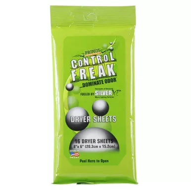 Primos Control Freak Scent Elimination Dryer Sheets Pack of 16, 58047