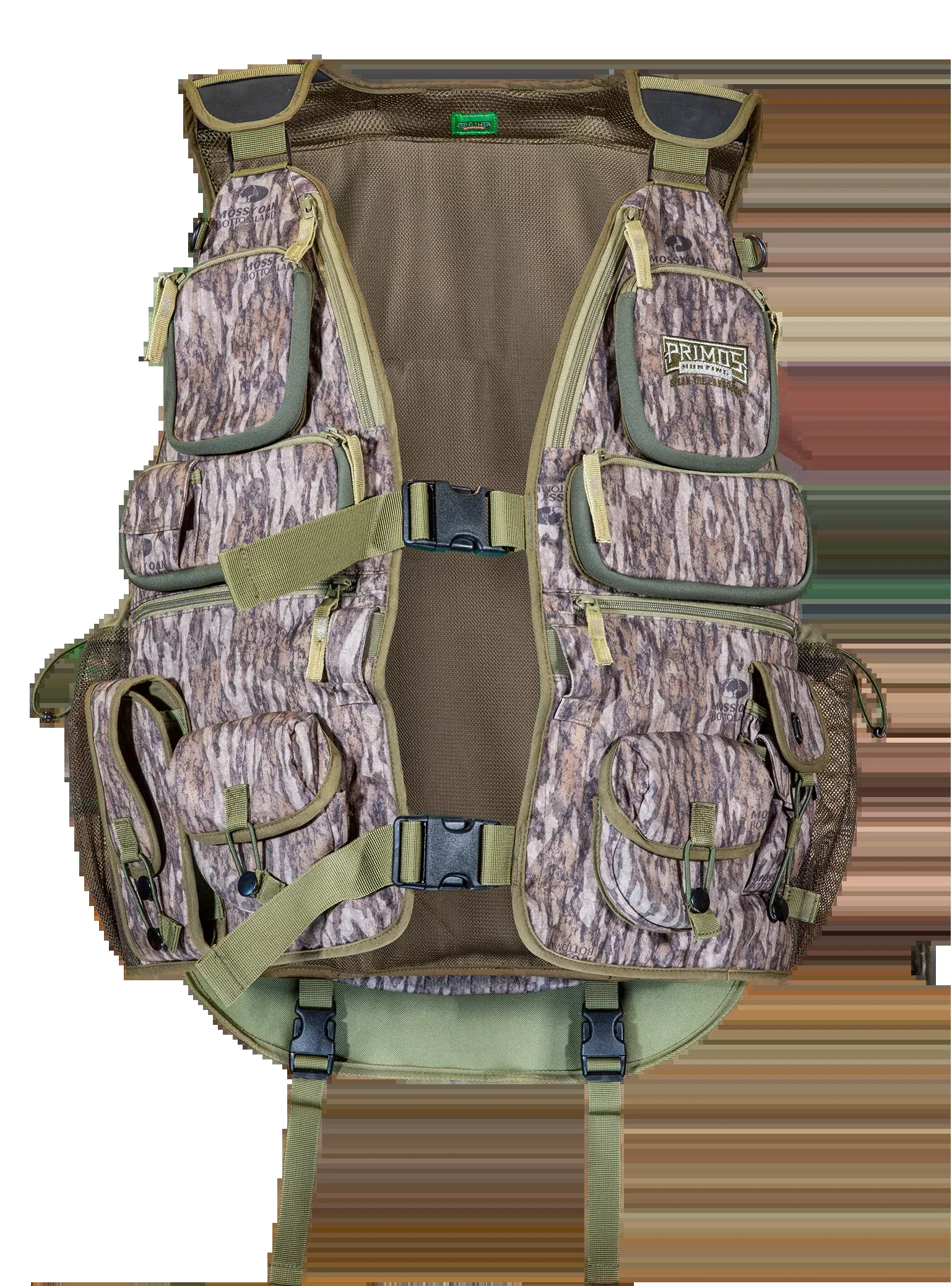 Primos Will Primos Turkey Hunting Vest – Mossy Oak BottomLand, Adjustable Buckles, Polyester 65724