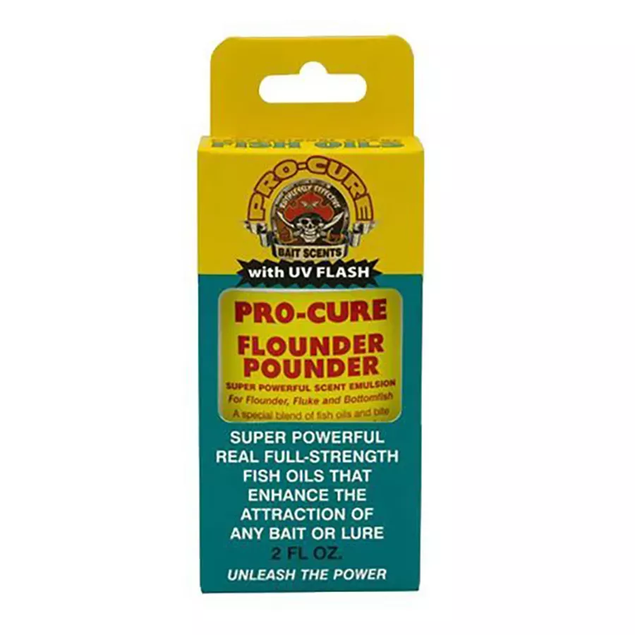 Pro-Cure Flounder Pounder Profession Grade Bait Oil 100% Real Bait w/UV Flash For Flounder/Fluke/Bottomfish 2.0 fl. oz. BO-FLN