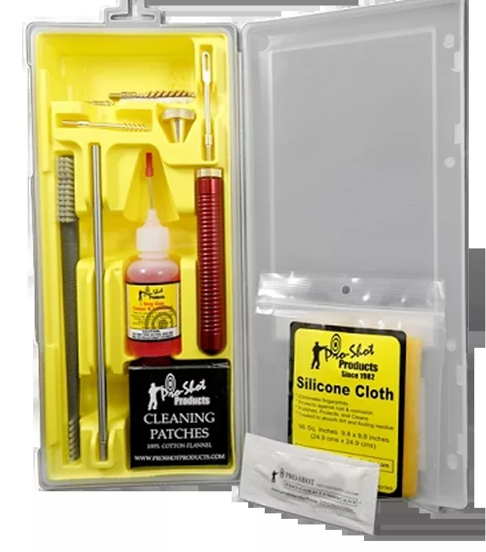 Pro-Shot .22 Cal Pistol Cleaning Kit – Classic Box with Stainless Rod & Swivel Handle, P22KIT