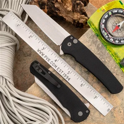 Pro-Tech 5205 Malibu Manual Flipper Knife 3.30" CPM-20CV Stonewashed Reverse Tanto Blade