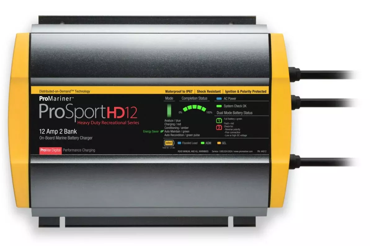 ProMariner ProSportHD 12 Gen 4 – 12 Amp – 2 Bank Battery Charger• 44012