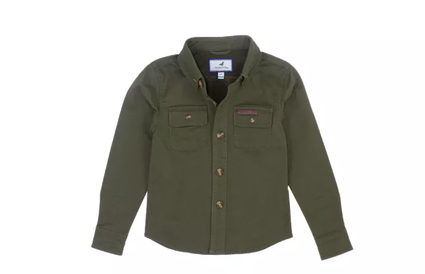 Properly Tied Boys Harvest Workshirt – Olive #LDW4004