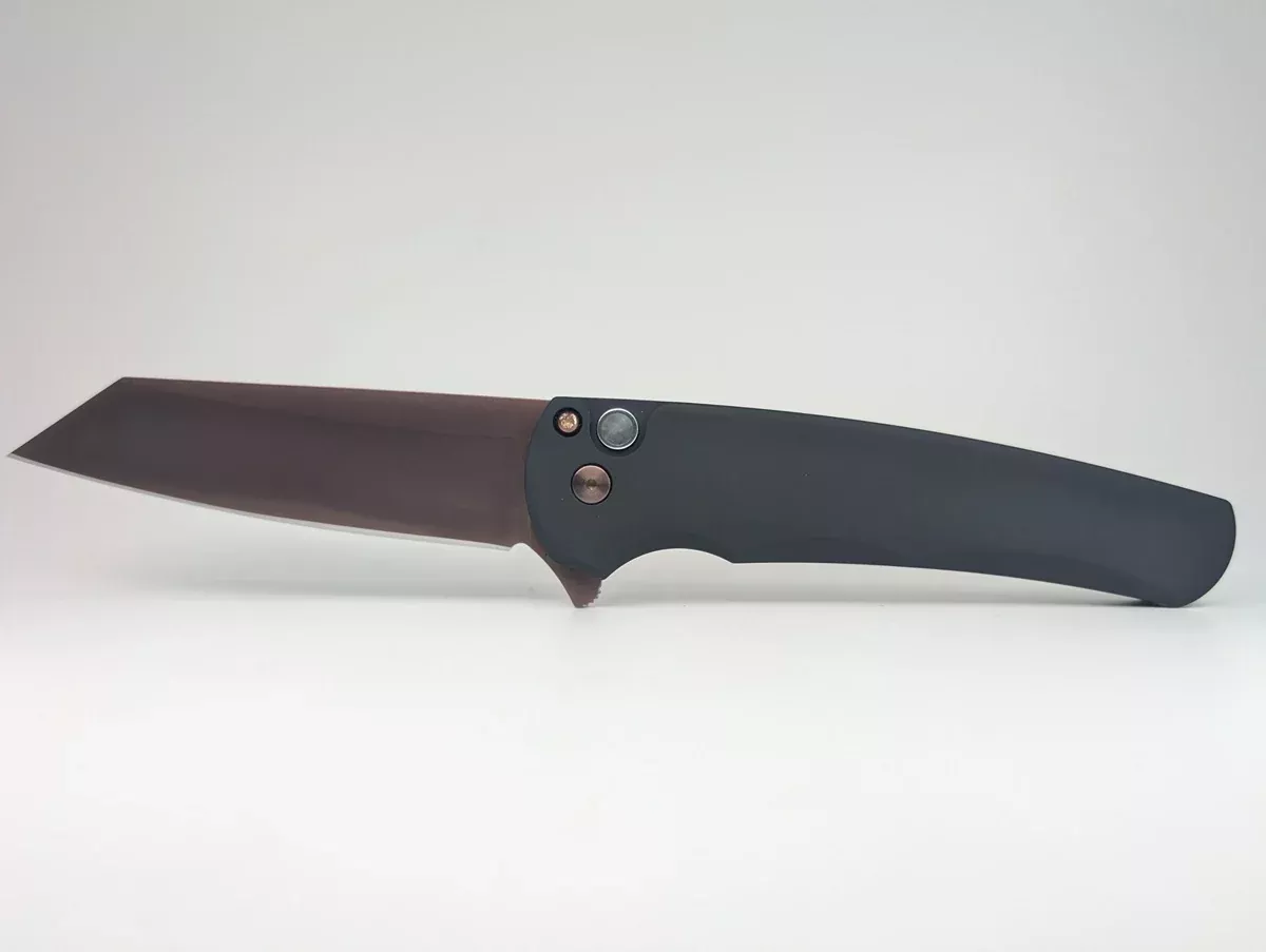 Protech Malibu Black Copper Rose PVD Magnacut Reverse Tanto Button Lock Folding Knife