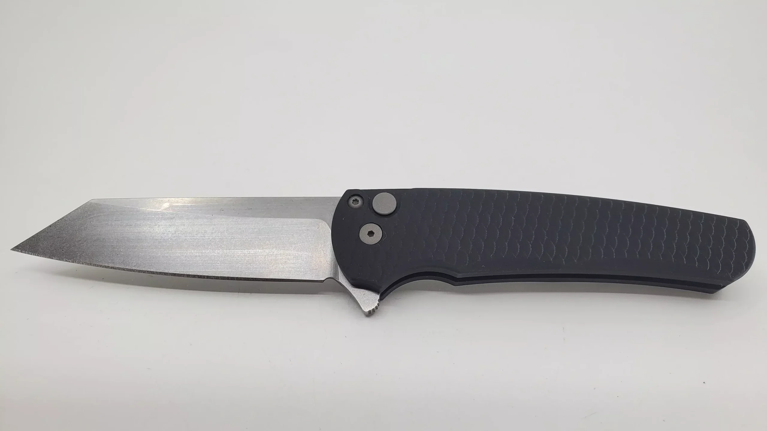 Protech Malibu Black Dragonscale Reverse Tanto Magnacut Buttonlock Folding Knife