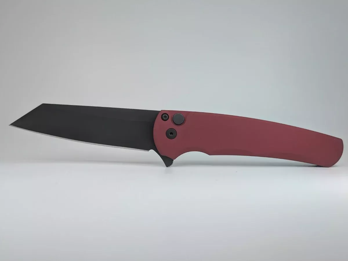 Protech Malibu Flipper Red DLC Magnacut Button Lock Folding Knife
