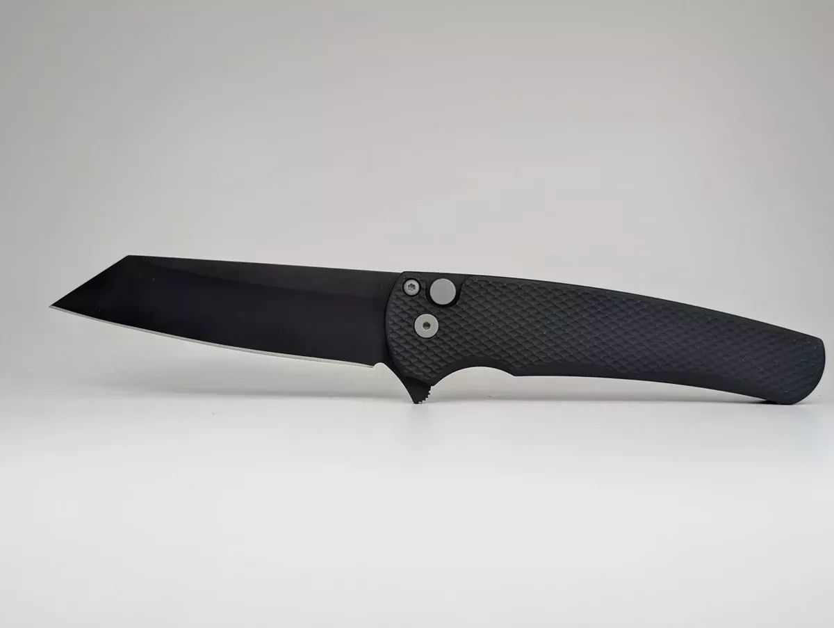 Protech Malibu Green Aluminum DLC Reverse Tanto Button Lock Folding Knife