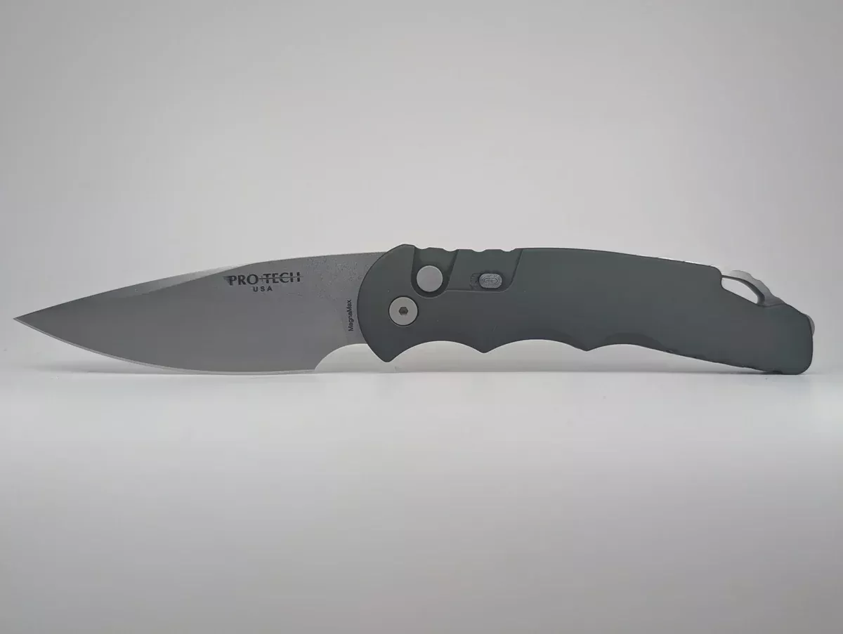 Protech Tactical Response 4 Green Aluminum MagnaMax Stonewash Auto Folding Knife
