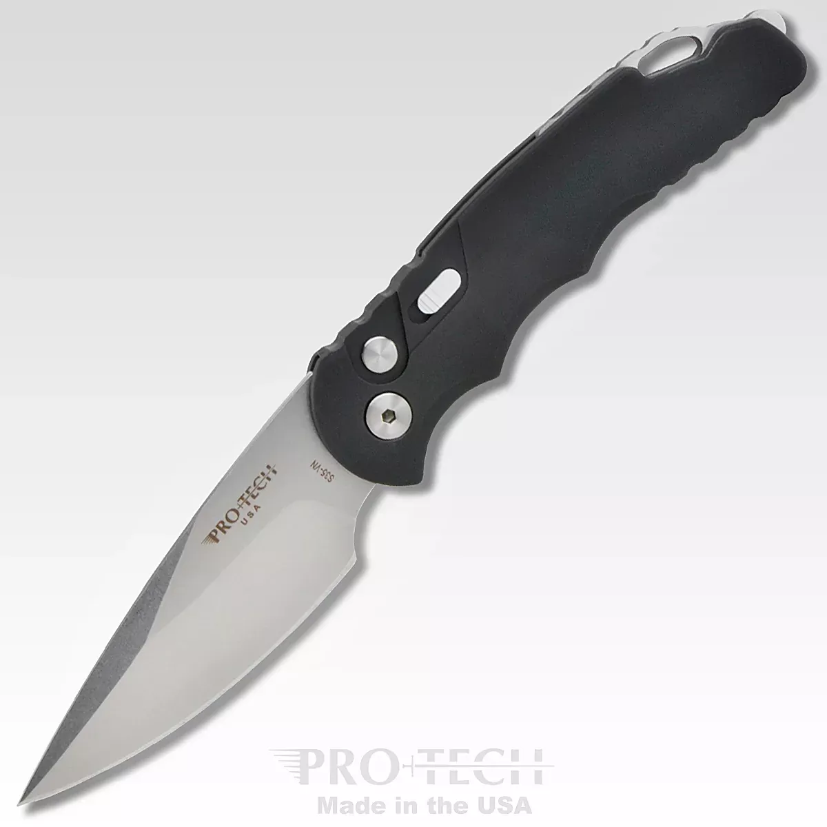 Protech Tactical Response 5 Black Handle Stonewash Blade Auto Folding Knife