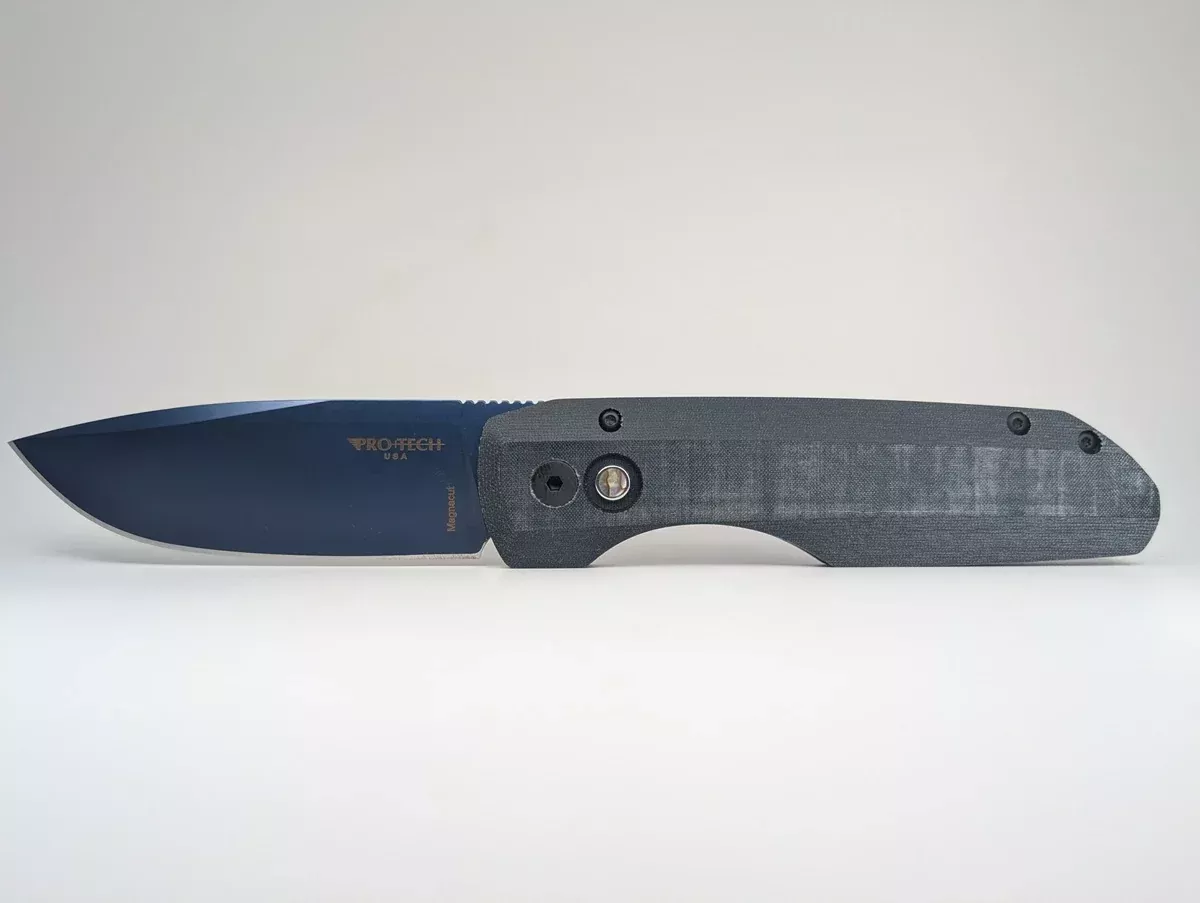 Protech x Vero Micarta Sapphire Blue PVD Magnacut Auto Folding Knife