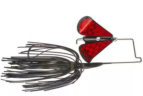 Prototype Lures Guerrilla Buzz 3/8 Oz – Black With Black Blade Red Prism Tape # PGB38-12
