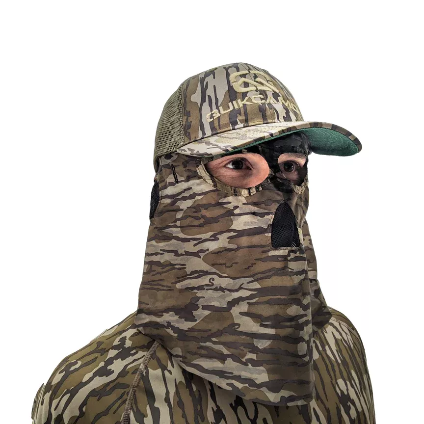 QuikCamo Mossy Oak Original Bottomland Hat with Camo Face Mask #QCF60OMOBLMES